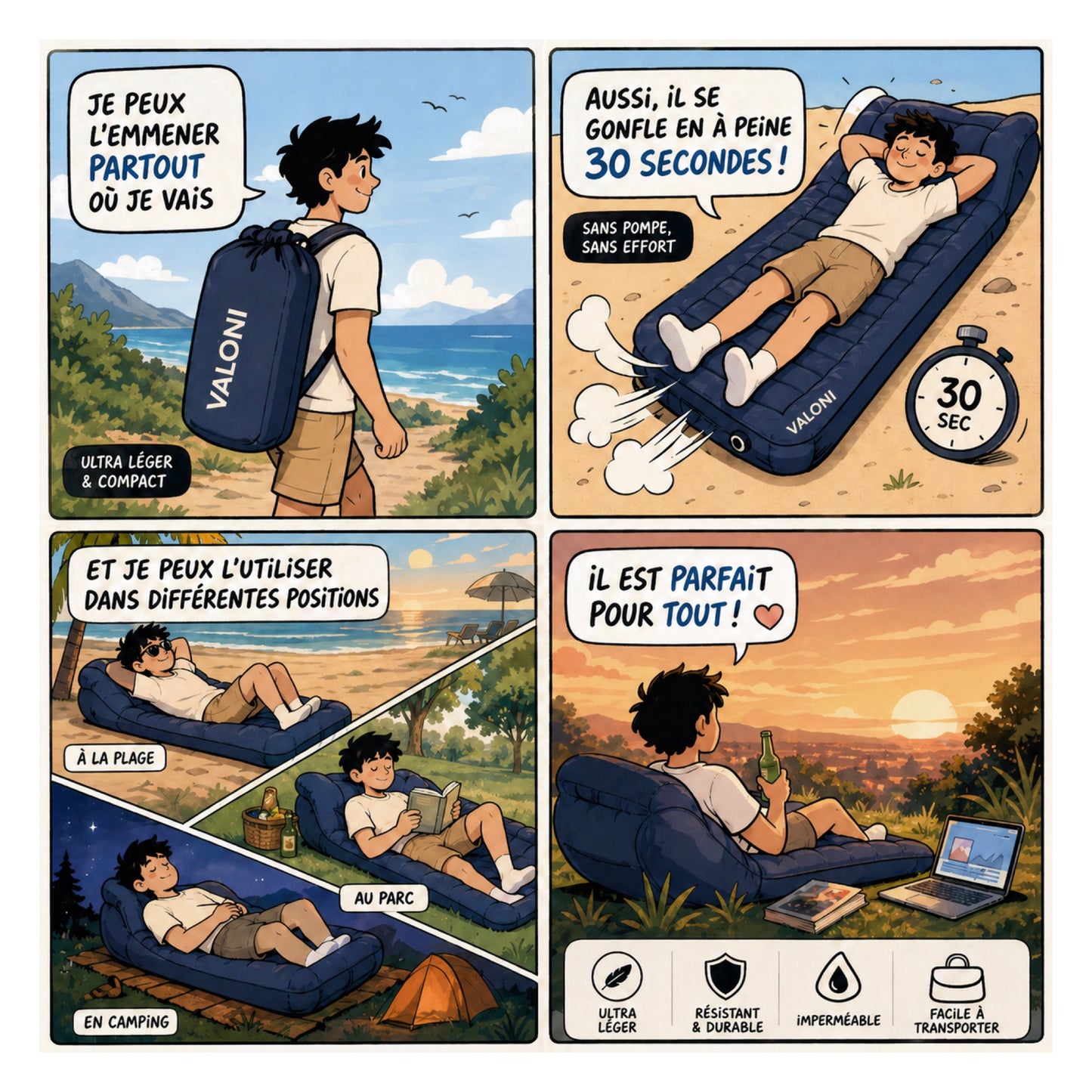 Matelas gonflable VALONI vue détaillée